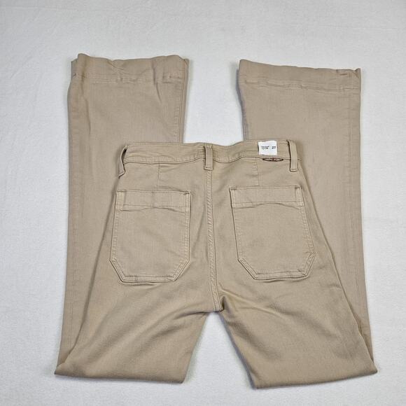 Hudson Women Taylor High Waist Flare Jean Park Beige Patch Pocket 27 Stretch Tan - Picture 16 of 16